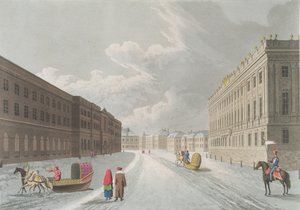 Uitzicht op het Marmeren Paleis in de Grand Millione, St. Petersburg (illustratie voor februari uit 